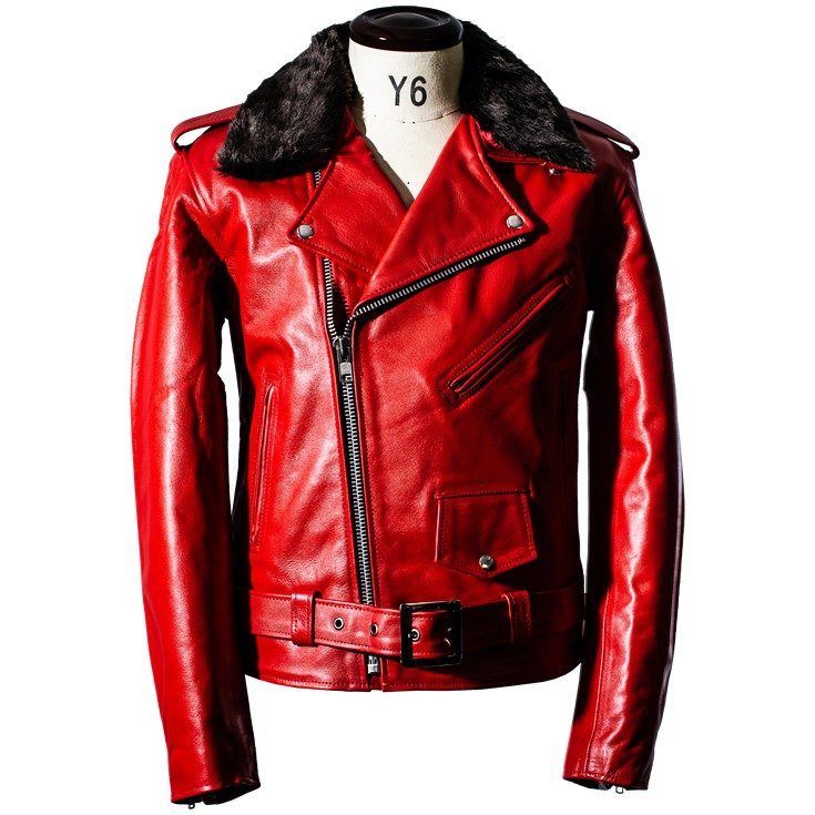 Horn Works 本革 襟ボアダブルライダースジャケット メンズ ホーン