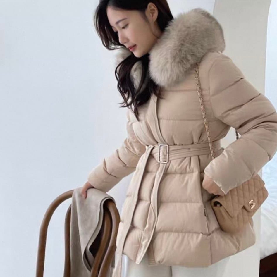 現品限り！SALE】FOXファーホワイトダックダウンミドルダウンコート