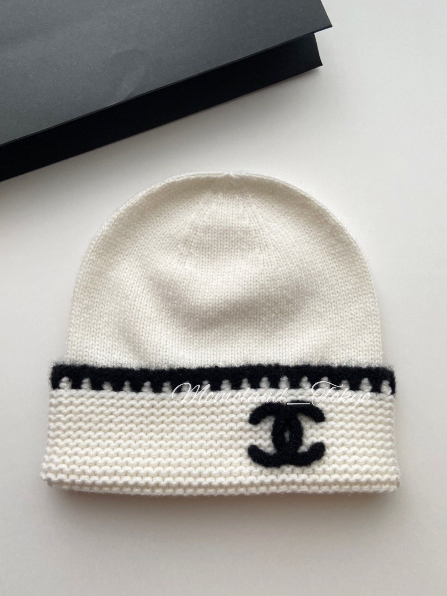 国内発送☆シャネル ニット帽 ニットキャップ CCマーク ホワイト