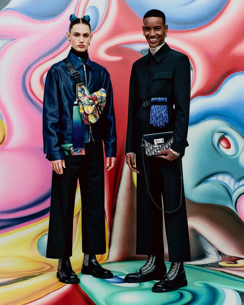 A shirt, belt and #DiorSaddle pop with imagery by Kenny Scharf for