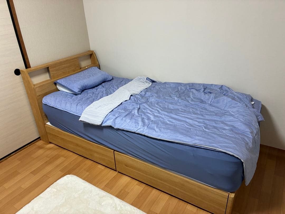 ニトリ ベットフレーム 引き出し シングル　引取り歓迎【大阪府近隣無料配送可】 ニトリ（NITORI） ベッド シングルベッドフレーム(アザン3 浅型/WW